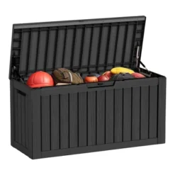 SEVOBAL Deck Boxes 80 Gal Outside Storage Box Container For Storage Patio Furniture, Garden Tools, Black, 46.26"*18.7"*23.23" -Household Items GUEST 8de70dfa 01b7 4536 96f1 045c124311fa