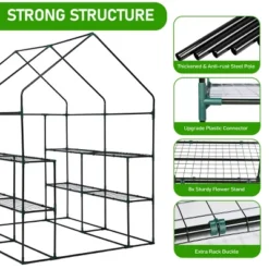SEVOBAL Greenhouse Outdoor Durable PE Plant Green House For Frost Protection Shelf Clips Roll-up Zipper Door Walk-in For Planter, Clear, 99"*37"*13" -Household Items GUEST 8e5b8875 121b 413c 98a1 fe021fe5b537