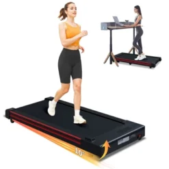 SEVOBAL Home Gyms Incline Walking 10 Degree Pad Treadmill, Portable Compact Under Desk, Suitable For Home Office, Upright Stand, Red, 49.6"*22.8"*5.5"
