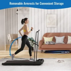 SEVOBAL Treadmill Folding Walking Pad With Handle Incline 2.5HP Walking Pad Portable Under Desk Space Saver For Office Home, Black, 48.62"*22.3"*38"