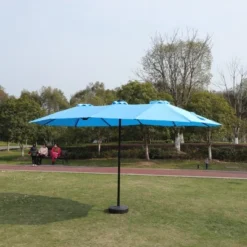 Sevobal Patio Umbrellas Large Double-Sided Rectangular Outdoor Twin Patio Market Umbrella With Light And Base, Blue, 180"*180"*80.4" -Household Items GUEST 950f4eb4 b258 4c0d 876b a6d9d57aa8ca