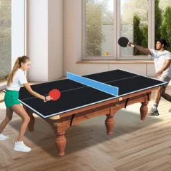 SEVOBAL Table Tennis Accessories For Indoor Games 8ft Ping Pong Conversion Top Foldable Portable, Black, 50"*27"*3"