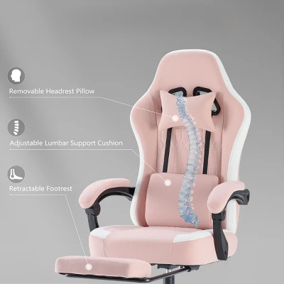SEVOBAL Office Chair Desk Chair Computer Chair Office Chairs With Lumbar Support Swivel Rolling Easy Assembly Home Gift, Pink, 25.2"*25.4"*48.4" 6 SEVOBAL Office Chair Desk Chair Computer Chair Office Chairs With Lumbar Support Swivel Rolling Easy Assembly Home Gift, Pink, 25.2"*25.4"*48.4" - Image 4