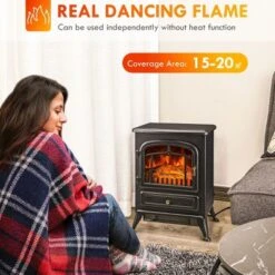 SEVOBAL Fireplace Insert Heater Mantel 3D Flame Fireplace Stove Bottom Air Outlet Fire Place Panoramic Fire Place Heater, Black, 17.7"*13.2"*22.2" -Household Items GUEST 9641377f 8a57 42ae a3a5 30177fd79523