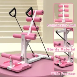 SEVOBAL Deep Squat Machine Home Glutes Trainer Machine With Resistance Bands Assist Trainer Core Legs Workout Home Gym Office , Pink, 29"*16"*23"