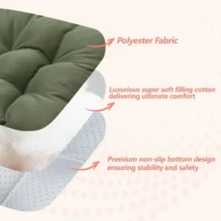 SEVOBAL 2Pack Square Seat Cushions With Premium Soft Cotton Filling, Non-Slip Bottom Durable Chair Pads For Dining Room, Dark Green, 17.8"*17.8"*4.4" -Household Items GUEST 9710ae37 ab43 465f 9d61 f86ff10e7274