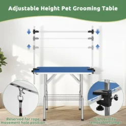 SEVOBAL Pet Grooming Tool Heavy-Duty Foldable Pet Grooming Table Adjustable Arm, Storage Basket And 300lbs Capacity, Blue, 36.00"*24.00"*29.30" -Household Items GUEST 98e9e094 ca2f 450d bac4 ec18e8d4c3c4