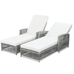 SEVOBAL Patio Accent Chairs, Outdoor Patio Single Sofa With Cushions, All Weather Rattan Chairs For Garden Backyard, White, 61.02"*25.6"*37.4" -Household Items GUEST 9949e2ae ba80 4103 a29e ee2ce719de9c