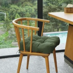 SEVOBAL 2Pack Square Seat Cushions With Premium Soft Cotton Filling, Non-Slip Bottom Durable Chair Pads For Dining Room, Dark Green, 17.8"*17.8"*4.4"