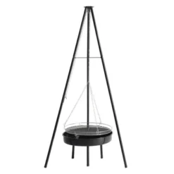 SEVOBAL Grill Cookware Campfire Tripod Adjustable Height With Fire Bowl, Heavy-Duty Steel For Camping, Backyard BBQs, Black, 18.11"*18.11"*59.45" -Household Items GUEST 99b854b9 ba72 49d1 a2ef 435f9ebd8a12