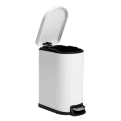 SEVOBAL Trash Can Kitchen Garbage Can Trash Cans Rectangle Stainless Steel With Soft Close Lid Step Foot Pedal Bathroom Toilet, White, 19"*14"*9" -Household Items GUEST 99c4ef75 8044 4088 a10c c66a6ac4a75a