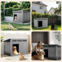 SEVOBAL Pet Crates And Houses All-Weather Dog House With Removable Floor, Indoor Outdoor Use, Medium To Large Dogs, Gray, 32.2"*25.12"*24.13" -Household Items GUEST 9aa9ba4a 488b 42b9 ac47 7ba731a94558
