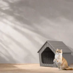 SEVOBAL Pet Crates And Houses Small Wooden Cat House Cozy Sturdy Easy Assembly No Tools Needed For Living Room Bedroom, Brown, 23.43"*22.64"*22.8" -Household Items GUEST 9b5da7e2 43e3 40e7 964e e007af8d4dba