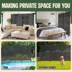 SEVOBAL Patio Decorative Screens 6 Piece Patio Privacy Paged Patio Decorative Screens Patio Screen Decorative For Yard, Black, 45.47"*15.75"*72.05" -Household Items GUEST 9c115280 be1f 4bec 995f abd1a7ae6bd7