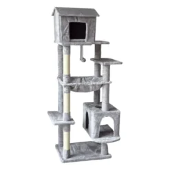 SEVOBAL Pet Tower 63-Inch Multi-Level Cat Tree With Plush Perches, Scratching Posts, Spacious For Play, Relaxation, Gray, 22.44"*11.42"*18.5" -Household Items GUEST 9cb2b2e1 6632 4fe4 ac86 a2f96b47730f