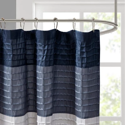 SEVOBAL Shower Curtain Faux Silk With Pintucked Detailing And Colorblock Design For Stylish Bathroom Decor, Blue, 72"*72"*0.13" 6 SEVOBAL Shower Curtain Faux Silk With Pintucked Detailing And Colorblock Design For Stylish Bathroom Decor, Blue, 72"*72"*0.13" - Image 4