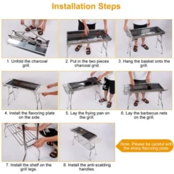 SEVOBAL Grill Cookware Portable Stainless Foldable Suitcase Design, Large BBQ Area For 8 People For Camping, Picnics, Black, 38.98"*13.39"*27.56" -Household Items GUEST 9e2e459f 67d4 4b88 b79a 77d792d374f7