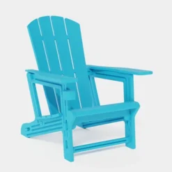 SEVOBAL Outdoor Portable Chairs Folding Adirondack Wooden Textured With Cup Holder Weather Resistant With Cup Holder, Blue, 29.6"*31.4"*36.4" -Household Items GUEST 9ef715c6 4a36 43eb 85d1 505d2322e3e1