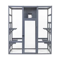 Sevobal Pet Crates And Houses Large Outdoor Cat House Enclosure With Cat Condo, Sun Panel Roof 4 Platforms Rainproof Cover, Gray, 62.6"*32.3"*70.1" -Household Items GUEST 9f81f605 4bbd 4000 a6ac b4c09566d56b