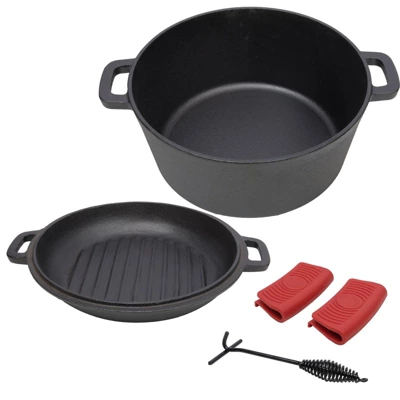 SEVOBAL Grill Cookware 3 In 1 Outdoor Oven With Skillet Lid For Versatile Cooking And Grilling Use Area, Black, 12.5"*10.2"*6.2" 7 SEVOBAL Grill Cookware 3 In 1 Outdoor Oven With Skillet Lid For Versatile Cooking And Grilling Use Area, Black, 12.5"*10.2"*6.2" - Image 5