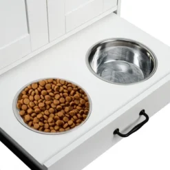 SEVOBAL Pet Bowl Hidden Bowls Feeding Station, Organizational Space For Pet Food And Accessories In Kitchen, Living Room, White, 35.62"*17.32"*7.28" -Household Items GUEST 9fce2b6a af17 4a74 ac4d f8d844785d08