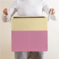 SEVOBAL 4pc Fabric Storage Cubes Organizer Heavy Duty Cube Storage Bin Clothes Storage Box Closet Baskets In Shelves Home, Pink, 3.12"*11.7"*11.7"