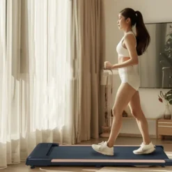 SEVOBAL Walking Pad Running 2.25HP Cushioned Belt Folding Portable Treadmill Spacious Surface Under Desk For Home Gym Office, Brown, 45.7"*19.1"*4.2"