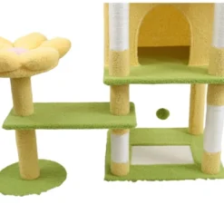 SEVOBAL Pet Tower Floral Cat Tree With Spacious Condo And Hammock, Multi-Level Playground For All Age Cats Playing, Sleeping, Yellow, 20"*20"*14.4" -Household Items GUEST a0b9377f 0f3b 4218 b286 b0eb2bafa5de