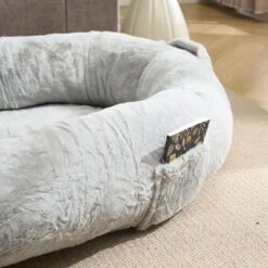 SEVOBAL Pet Bed Human Size Memory Foam Dog Bed With Storage Pocket Plush Cover Non Slip Bottom Large Size, Light Gray, 35.43"*18.11"*14.96" -Household Items GUEST a2662625 8128 4139 943a 3c6970355364