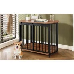 SEVOBAL Pet Crates And Houses Curved Pet Cage Dual Purpose Furniture Ventilated Structure Chew Resistant, Brown, 31.5"*23.03"*25.87" -Household Items GUEST a35cbba8 7441 4d07 bf27 27f820ce751c