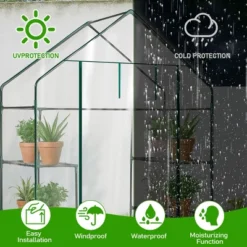 SEVOBAL Greenhouse Outdoor Durable PE Plant Green House For Frost Protection Shelf Clips Roll-up Zipper Door Walk-in For Planter, Clear, 98"*36"*9.5" -Household Items GUEST a3cff9ac aef6 43df 8c35 bdf8c52593d7