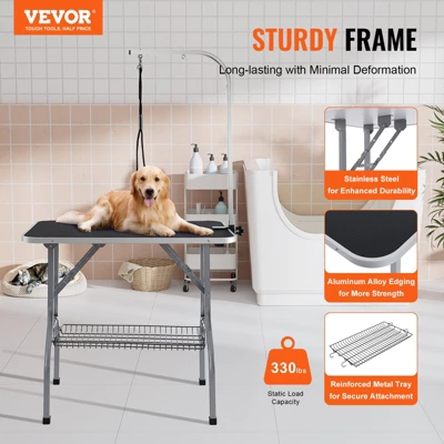 SEVOBAL Pet Grooming Tool 330lbs Capacity Stainless Steel Pet Grooming Table Clamp Adjustable And Storage Shelf, Black, 36.00"*24.00"*31.50" 5 SEVOBAL Pet Grooming Tool 330lbs Capacity Stainless Steel Pet Grooming Table Clamp Adjustable And Storage Shelf, Black, 36.00"*24.00"*31.50" - Image 3