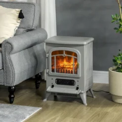 SEVOBAL Fireplace Insert Heater Mantel 3D Flame Fireplace Stove Bottom Air Outlet Fire Place Panoramic Fire Place Heater, Gray, 17.7"*13.2"*22.2"