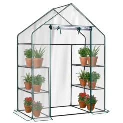 SEVOBAL Greenhouse Outdoor Durable PE Plant Green House For Frost Protection Shelf Clips Roll-up Zipper Door Walk-in For Planter, Clear, 98"*36"*9.5" -Household Items GUEST a6012ac2 ef92 43c7 87e1 031aaed0e17f