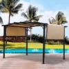 Sevobal Patio Umbrellas Outdoor Pergola Patio Gazebo, Retractable Shade Canopy, Steel Frame Grape Gazebo For Backyard, Beige, 141.73"*124.02"*90.55"