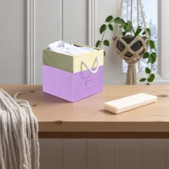 SEVOBAL 4pc Fabric Storage Cubes Organizer Heavy Duty Cube Storage Bin Clothes Storage Box Closet Baskets In Shelves Home, Purple, 3.12"*11.7"*11.7" -Household Items GUEST a76f05c8 7f60 4315 b4a1 ada708da1bcc