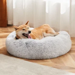 SEVOBAL Pet Beds Anti-Slip Round Fluffy Plush Faux Fur Cat Bed, Pet Bed For Dog Or Cat, Removable Pet Sofa Bed, Gray, 24.8"*24.8"*5.9" -Household Items GUEST a7c1559c 5a45 4b6a a2fe f53223aa7852