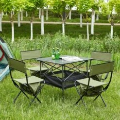 Sevobal Outdoor Portable Chairs 5PCS Folding Table And Chair Set With Storage Bag For Patio Garden Backyard, Multicolored, 27.56"*27.56"*27.56" -Household Items GUEST a8418c48 6571 47e1 a5b1 77795ca2d9e9