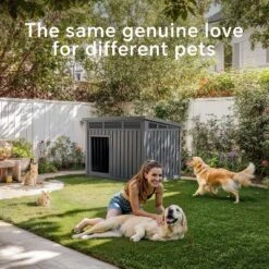 SEVOBAL Pet Crates And Houses All-Weather Dog House With Removable Floor, Indoor Outdoor Use, Medium To Large Dogs, Gray, 32.2"*25.12"*24.13" -Household Items GUEST aaa8e15d 51e0 44bc 9979 88e44382fc12