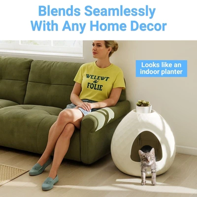 SEVOBAL Pet Training Pads And Potties Functional Cat Litter Box Matching Home Decor, Blending Living Space Aesthetics, White, 19.69"*19.69"*18.43" 7 SEVOBAL Pet Training Pads And Potties Functional Cat Litter Box Matching Home Decor, Blending Living Space Aesthetics, White, 19.69"*19.69"*18.43" - Image 5