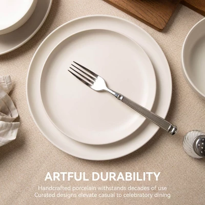 SEVOBAL 12-Piece Stoneware Dinnerware Set With Mug Microwave Dishwasher Friendly Stackable Matte Glaze Plates Bowls Service For 3, White, 10"*10"*2.4" 4 SEVOBAL 12-Piece Stoneware Dinnerware Set With Mug Microwave Dishwasher Friendly Stackable Matte Glaze Plates Bowls Service For 3, White, 10"*10"*2.4" - Image 2