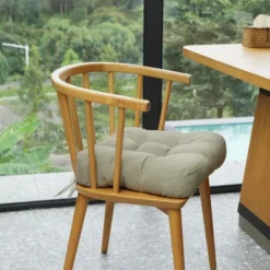 SEVOBAL 2Pack Square Seat Cushions With Premium Soft Cotton Filling, Non-Slip Bottom Durable Chair Pads For Dining Room, Brown, 17.8"*17.8"*4.4"