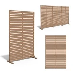 SEVOBAL Patio Decorative Screens 6 Piece Patio Privacy Paged Patio Decorative Screens Patio Screen Decorative For Yard, Brown, 45.47"*15.75"*72.05"