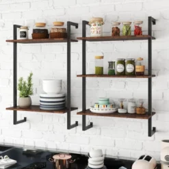 SEVOBAL Utility Storage Shelves Bookshelf Multi-Tier Wall-Mounted Shelving Unit, Space-Saving For Living Room, Brown, 46.85"*15.34"*8.07" -Household Items GUEST aba5dfd1 846c 482d b273 e2b565477800