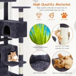 Sevobal Pet Tower Multi-Functional Cat Tree House Cat Climbing Frame, Lounge And Recreation Area Detachable Toy, Blue, 50″*50″*135″