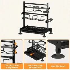 SEVOBAL Stanley 40 Oz Water Bottle Organizer With Handle Kitchen Storage For Stanley Cup Accessories Mug Organizer, Black, 16.19"*10.34"*2.93" -Household Items GUEST ad2e4f23 aec9 40fd b6f6 c9cd28a9c4ad