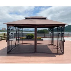 Sevobal Patio Umbrellas Outdoor Gazebo Canopy Tent With Double Roof And Mosquito Net ,Suitable For Lawn, Backyard And Deck, Brown, 165"*120"*108" -Household Items GUEST ae3fb87b 2569 40e4 b7c6 0c36c82ad034