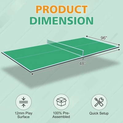 Sevobal Game Table 8ft Foldable Ping Pong Conversion Top Table Tennis Surface For Indoor Use And Game Rooms, Green, 96"*48"*3" 4 Sevobal Game Table 8ft Foldable Ping Pong Conversion Top Table Tennis Surface For Indoor Use And Game Rooms, Green, 96"*48"*3" - Image 2