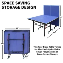 SEVOBAL Table Tennis Accessories 8ft Mid Size Ping Pong Table Foldable Portable Set For Indoor Games, Blue, 50"*26"*6" -Household Items GUEST ae678a58 ad7e 485a 9645 64e84f7fee95