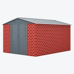 SEVOBAL Storage Sheds Hinge Portal Exterior Storage Room With All-Weather Design Metal Tool Shed For Backyard, Red, 142.13"*101.6"*80.12" -Household Items GUEST aef472a3 84c4 45c2 9d63 677170622f97